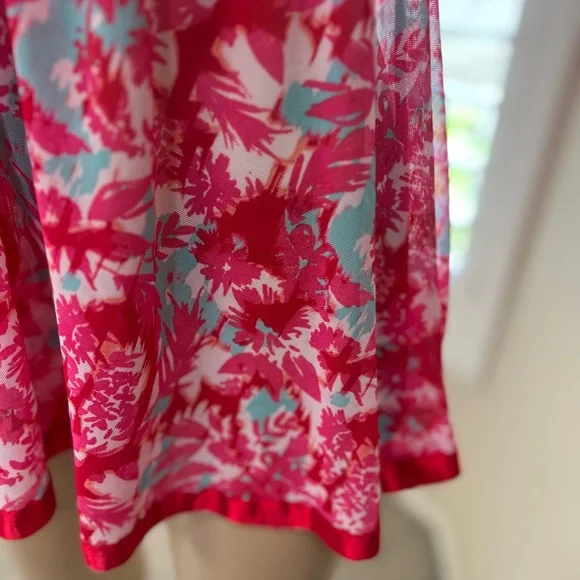 Red Floral Babydoll Sheer Adjustable Strap Slip Nineteen Sexy Sleep Dress Medium - Picture 6 of 11